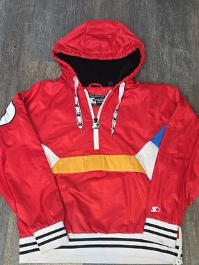 STARTER Red Pullover Anorak with Yellow & Blue Accents
